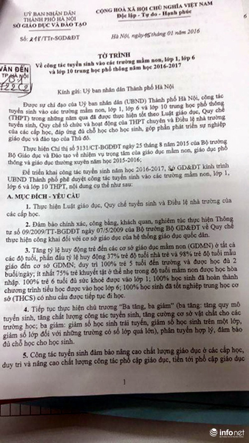 Hà Nội: Chính thức công bố hình thức tuyển sinh đầu cấp năm học 2016-2017 - ảnh 2