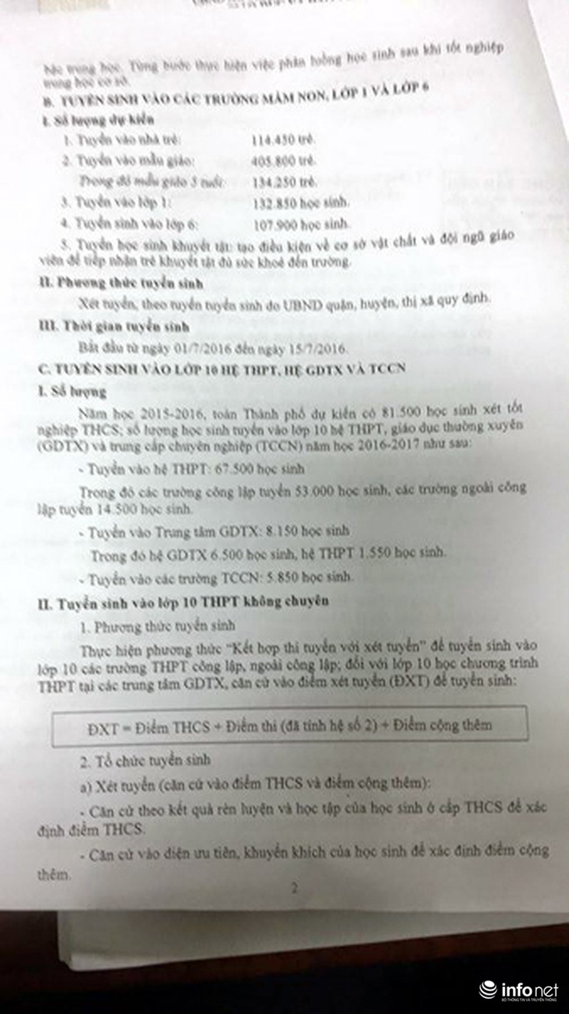Hà Nội: Chính thức công bố hình thức tuyển sinh đầu cấp năm học 2016-2017 - ảnh 3