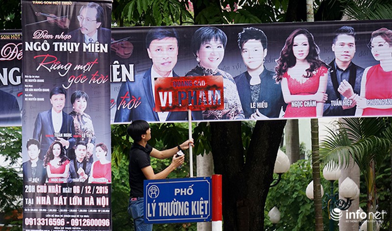 Phun sơn thông báo vi phạm lên panô quảng cáo khắp đường phố Hà Nội - ảnh 7