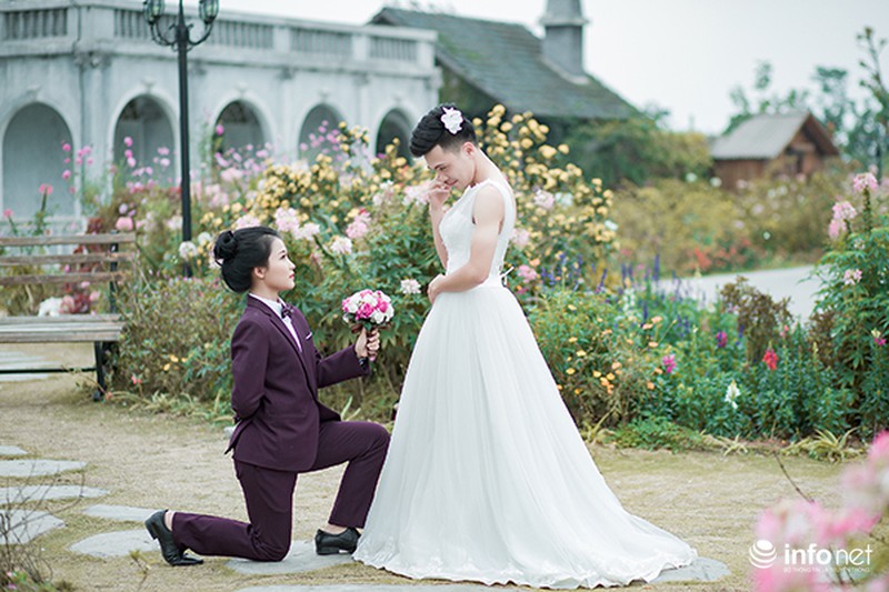 Bộ ảnh cưới độc đáo khi cô dâu - chú rể hoán đổi giới tính - ảnh 1