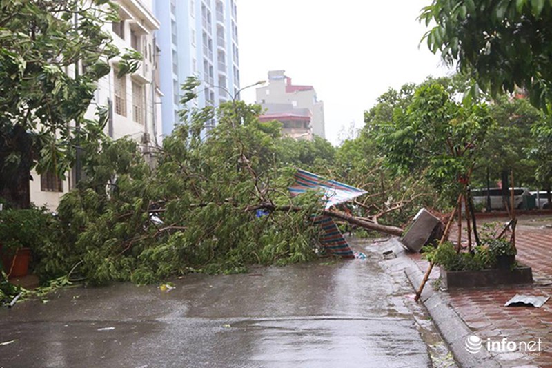 Nhiều tuyến đường Hà Nội tê liệt sau mưa bão - ảnh 1