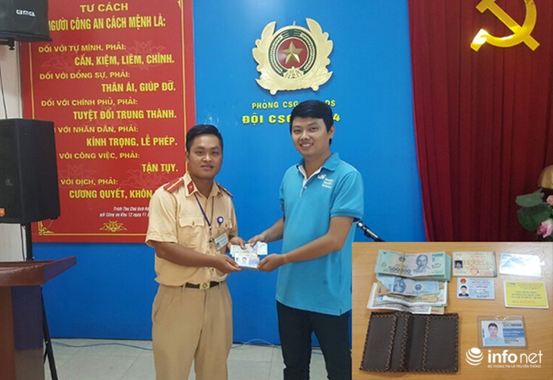 Nhặt được 20 triệu đồng, CSGT tìm chủ nhân để trao lại - ảnh 1