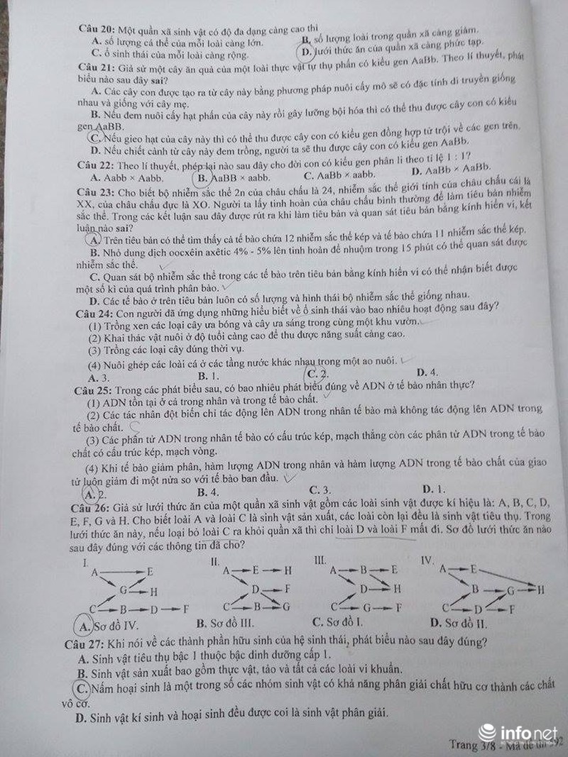 Đề Sinh học kỳ thi THPT quốc gia 2016 - ảnh 3