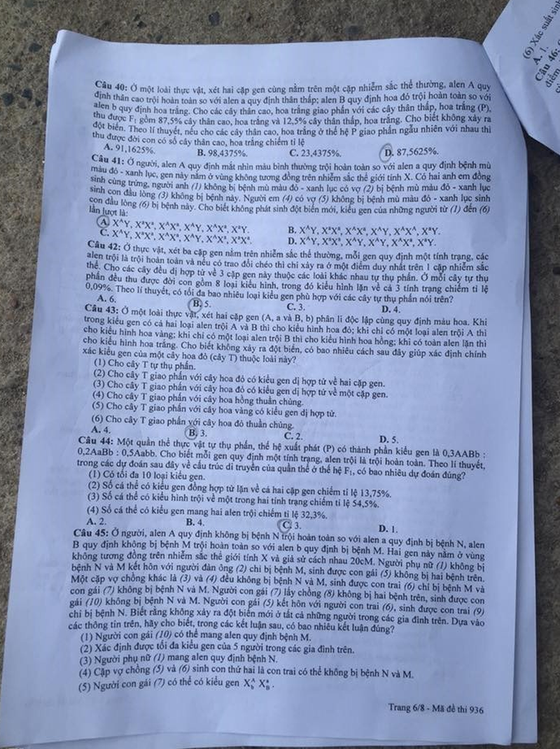 Đề Sinh học kỳ thi THPT quốc gia 2016 - ảnh 14