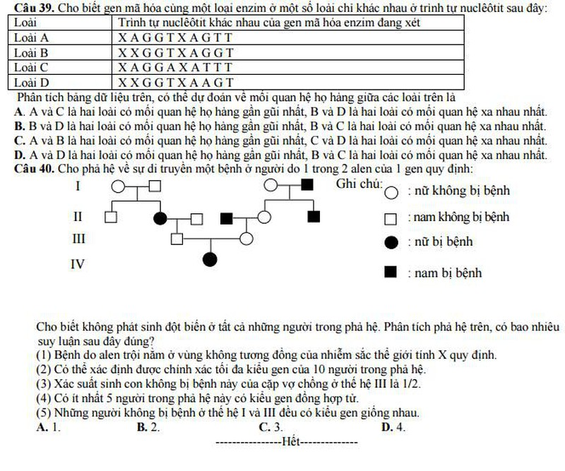 Bộ GD&ĐT công bố đề thi minh họa môn Sinh năm 2017 - ảnh 9
