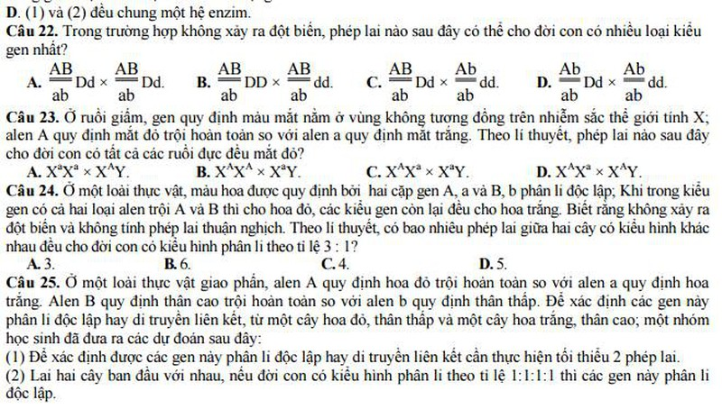Bộ GD&ĐT công bố đề thi minh họa môn Sinh năm 2017 - ảnh 4