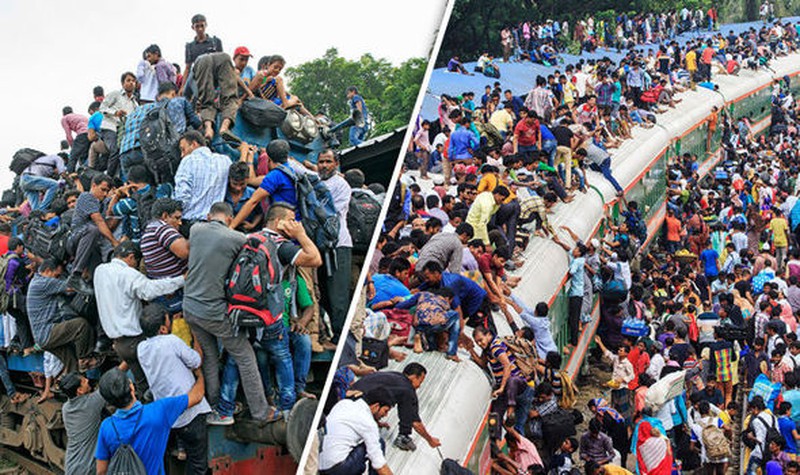 Kinh hoàng cảnh chen chân lên tàu ở Bangladesh - ảnh 1