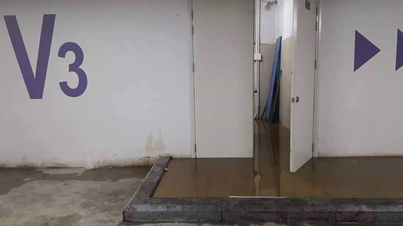 Cám cảnh hầm xe bốc mùi hôi thối, nước ngập hành lang chung cư cao cấp - ảnh 7