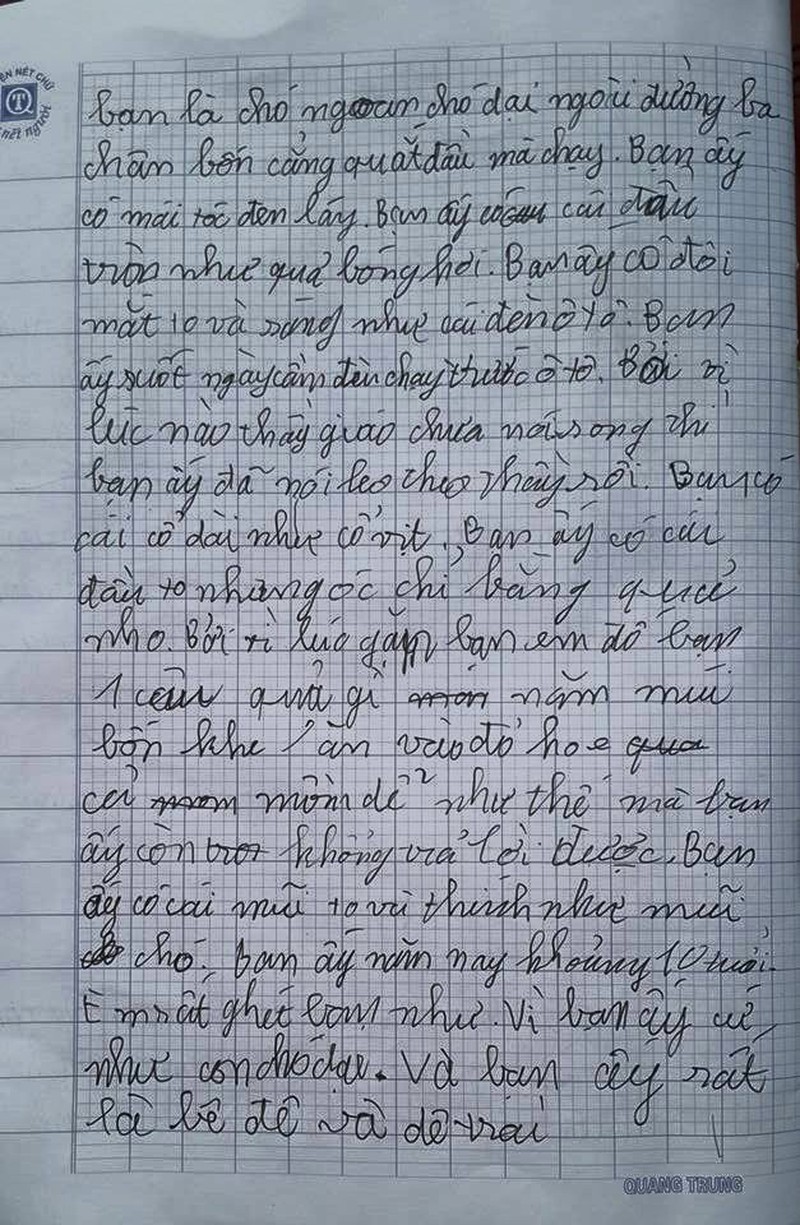 Sốc bài văn học sinh ví bạn như chó dại,