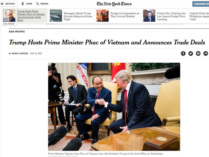 Truyền thông quốc tế: Ông Donald Trump nhiệt tình chào đón Thủ tướng Việt Nam - ảnh 4