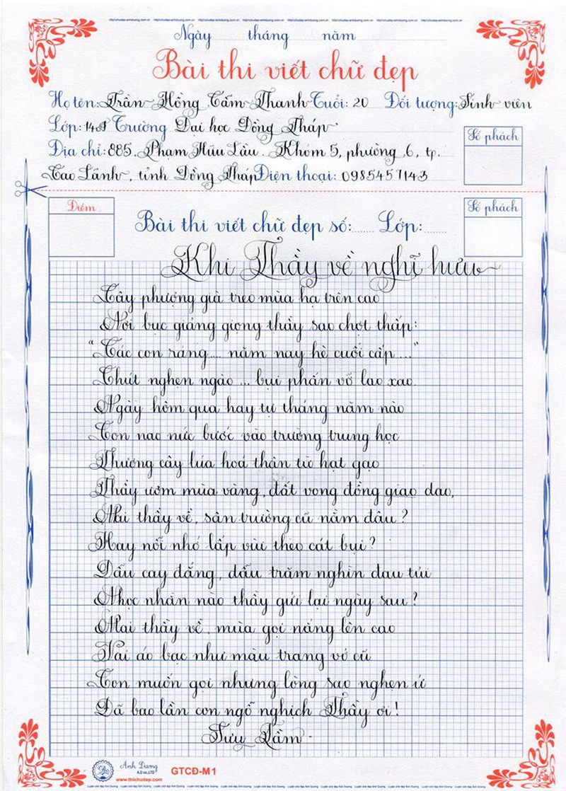 Bộ sưu tập bài thi viết chữ đẹp khiến cư dân mạng thán phục - ảnh 9