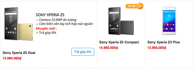 Xperia Z5, Z3+ đồng loạt giảm giá cả triệu đồng