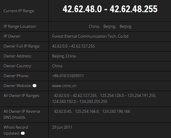 Địa chỉ IP được xác định có nguồn gốc từ Trung Quốc. Ảnh: OcWorkBench