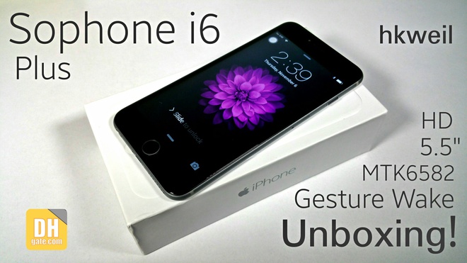 6.Sophone I6 Sophone I6 giống hệt iPhone 6 từ những chi tiết nhỏ nhất, chỉ khác là nó không có logo Apple ở mặt sau. Cấu hình của nó cũng không có gì đặc biệt. Thiết bị chạy Android 4.2 Jelly Bean với launcher giống hệt iOS 8. Được bán với giá 149 USD.