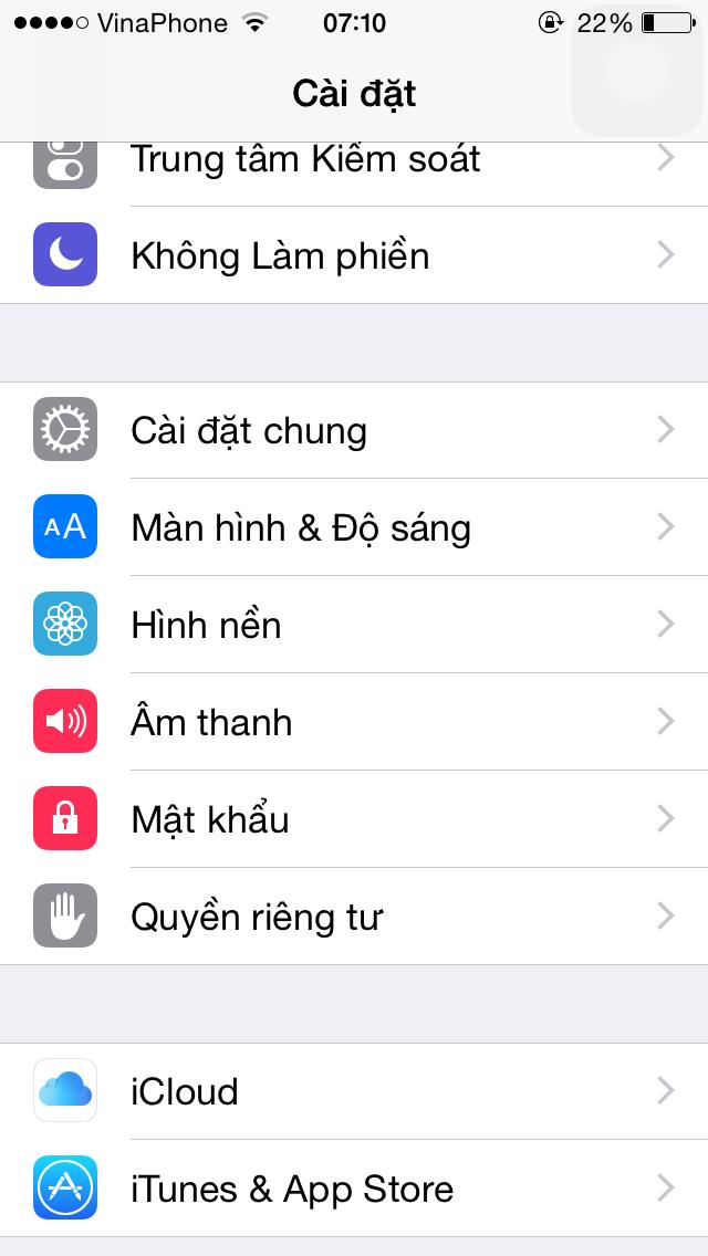 Ảnh Phần cài đặt chung của máy.