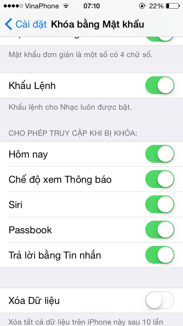 Ảnh khi truy cập vào phần mật khẩu.