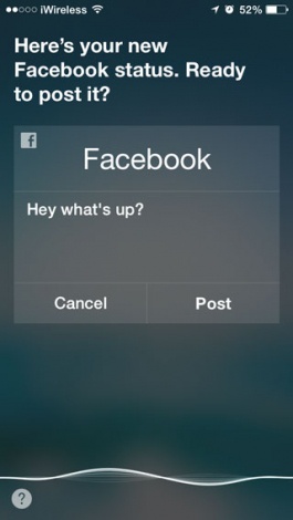 Người dùng có thể status Facebook bằng Siri. Ảnh: iphonelife.