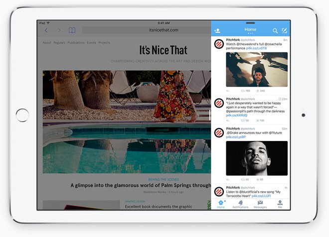 Tính năng Slide Over trên iOS 9. Ảnh: Apple.