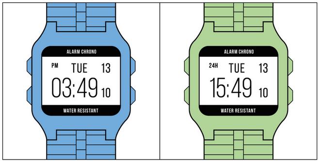 Dùng đồng hồ định dạng 12 hay 24h cũng là tranh cãi không có hồi kết