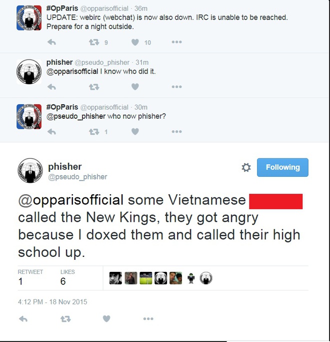 Hacker Việt bị nghi ngờ tấn công webchat của Anonymous