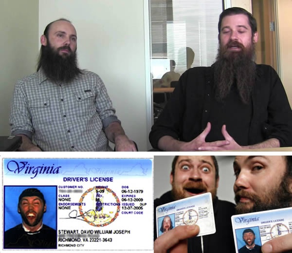 Năm 2006, Will Carsola và Dave Stewart thuộc đoàn nghệ thuật DayByDay Productions đã gây sốc với hai bức ảnh thẻ khác người. Song, trong tương lai gần, họ sẽ phải thực hiện lại bằng lái xe này để đảm bảo không bị phạt khi di chuyển bằng ôtô trên đường.