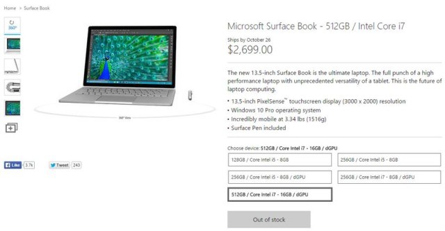 Surface Book đã cháy hàng phiên bản cao cấp nhất