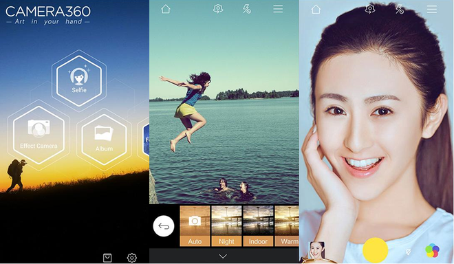 Ứng dụng Camera 360 rất được lòng người dùng nữ bởi các hiệu ứng chụp selfie khác nhau.