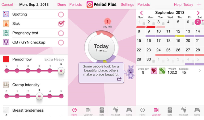 Giao diện đơn giản, dễ sử dụng là ưu điểm của Period Plus.