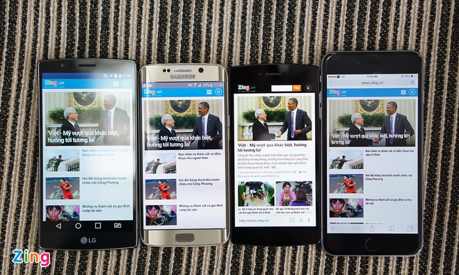 Bphone so màn hình với LG G4, Galaxy S6 Edge, iPhone 6 Plus