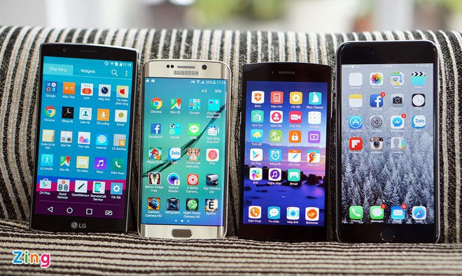 Bphone so màn hình với LG G4, Galaxy S6 Edge, iPhone 6 Plus