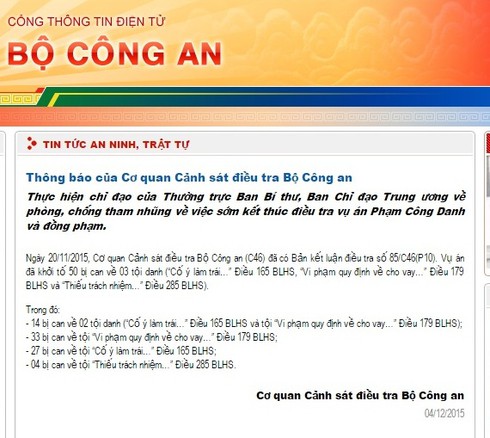 Vụ án 9000 tỷ tại Ngân hàng Xây dựng: Bộ Công an thông tin chính thức - ảnh 1