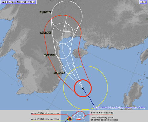 Tin mới nhất về bão Haiyan - bão số 14: Có thể vào vùng biển Quảng Trị - Hà Tĩnh - ảnh 2