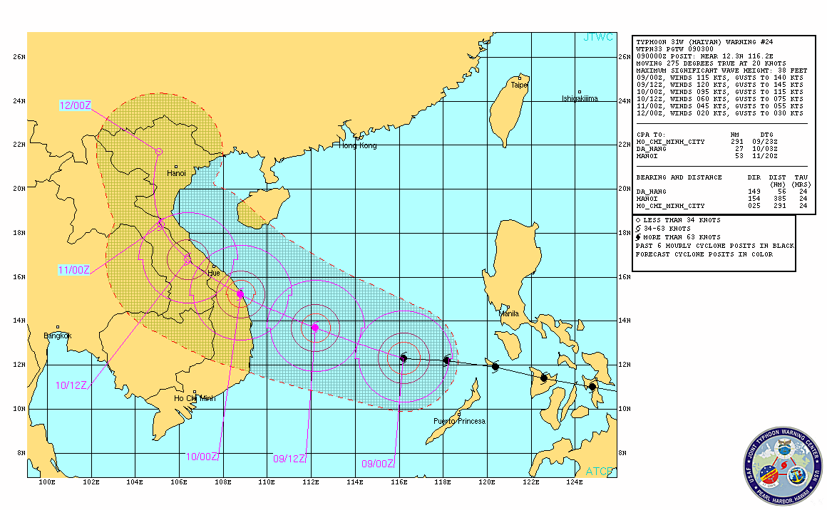 Dự báo mới nhất: Tâm bão số 14 - Haiyan sẽ vào tỉnh nào? - ảnh 4