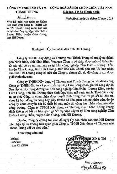 Vụ máy húc đè người dân: Doanh nghiệp đề nghị tỉnh Hải Dương làm rõ - ảnh 1