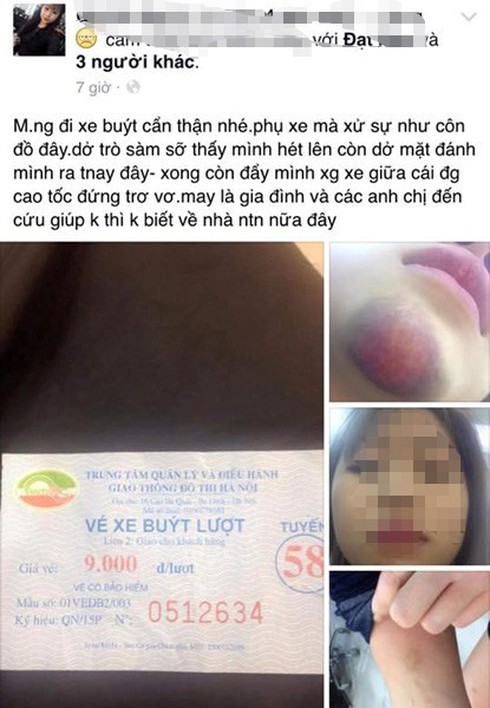 Nữ khách đi xe bus “tố” phụ xe sàm sỡ, đánh tím mặt - ảnh 1