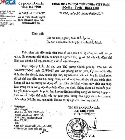 Hà Tĩnh: Ra văn bản chỉ đạo không ưu tiên cá nhân tự xưng