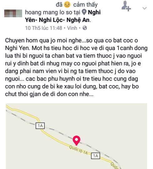 Nghệ An: Xôn xao thông tin bé gái bị tiêm thuốc để bắt cóc? - ảnh 1