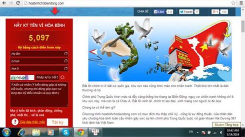 Thu thập 10.000 chữ ký vì Hòa bình cho Biển Đông - ảnh 1