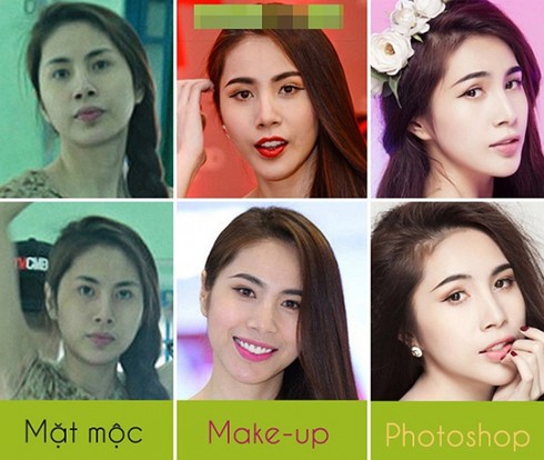 Ngắm mặt mộc sao Việt khi không trang điểm và photoshop - ảnh 1