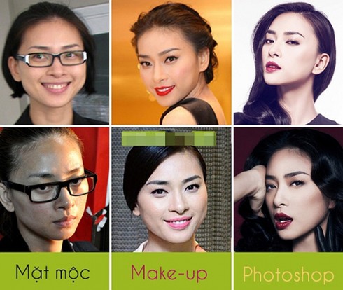 Ngắm mặt mộc sao Việt khi không trang điểm và photoshop - ảnh 3