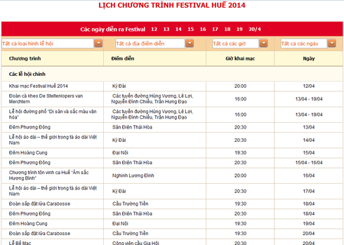 Lịch chương trình Festival Huế - ảnh 2