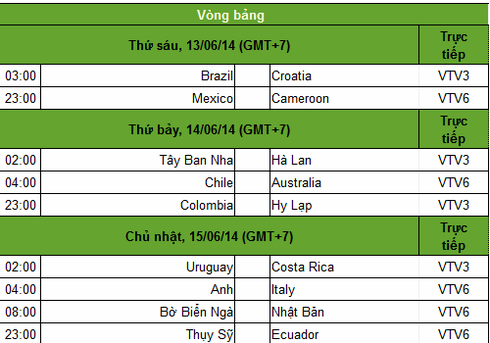 Lịch truyền hình trực tiếp World Cup 2014 trên VTV - ảnh 2