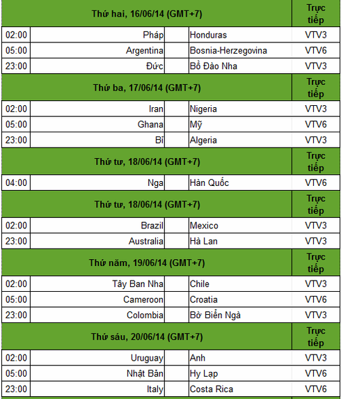 Lịch truyền hình trực tiếp World Cup 2014 trên VTV - ảnh 3