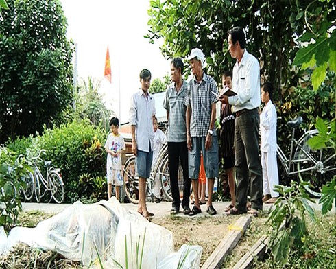 Xác cá heo dài 2,5m trôi dạt vào bờ cù lao An Bình - ảnh 1