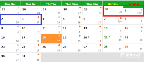 Lịch nghỉ lễ 30/4 và 1/5 năm 2016 - ảnh 1