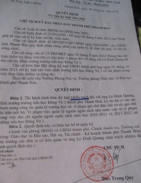 Thanh Hóa: Hiệu trưởng “tiêu” cả tiền ăn bán trú của học sinh chỉ bị khiển trách? - ảnh 1