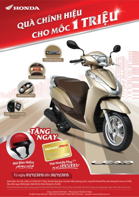 Đạt mốc bán 1 triệu xe LEAD: Honda VN tặng khách thẻ đền xe nếu mất - ảnh 2