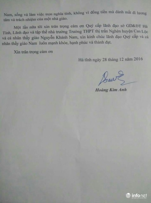 Viết thư cảm ơn Giám đốc Sở GD&ĐT sau khi nhận lại 60 triệu đồng - ảnh 3