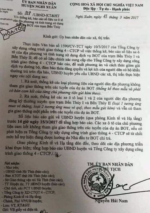 Nghệ An, Hà Tĩnh: Chủ xe ô tô phải cam kết không đi đường... BOT - ảnh 1