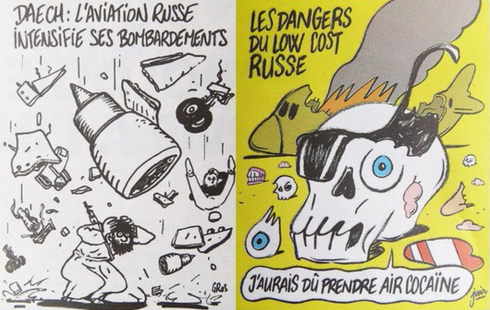 Nga lên án tranh biếm họa của Charlie Hebdo về vụ máy bay rơi ở Ai Cập - ảnh 1
